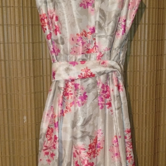 Jessica Howard Pink and Grey Floral Midi Dress SZ 18 - Picture 3 of 4